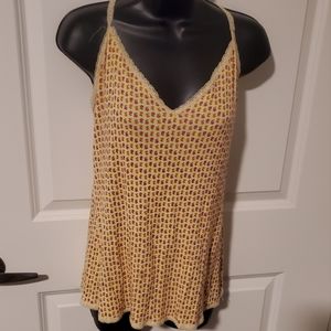 Next Era yellow flower print, lace spaghetti strap shirt XL 15-17 (juniors)